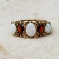 Sale – Chunky Opal and Garnet 9ct Gold Ring, a UK L 1/2 or a US 6 1/4.