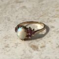 Lovely Opal & Ruby Cluster 9ct Gold Ring, a UK L 1/2 or a US 6 1/4.
