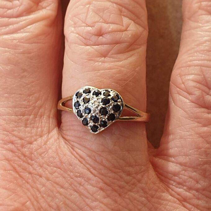 Sapphire Adorned Heart Ring in 9ct Gold.