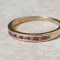 Channel Set Ruby and Diamond Narrow Band in 9ct Gold.