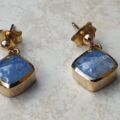 Blue Moonstone Earrings in 9ct Gold.