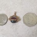 Three Stone Cabochon Spinner Fob Pendant in 9ct Gold