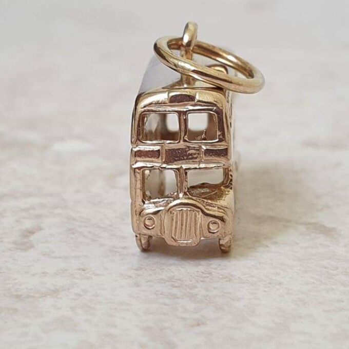 Double Decker Bus Pendant in 9ct Gold.