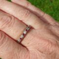 Ruby Half Eternity Stacking Band in Silver.