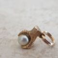 Tiny Faux Pearl Eagle Claw Pendant Charm in 9ct Gold