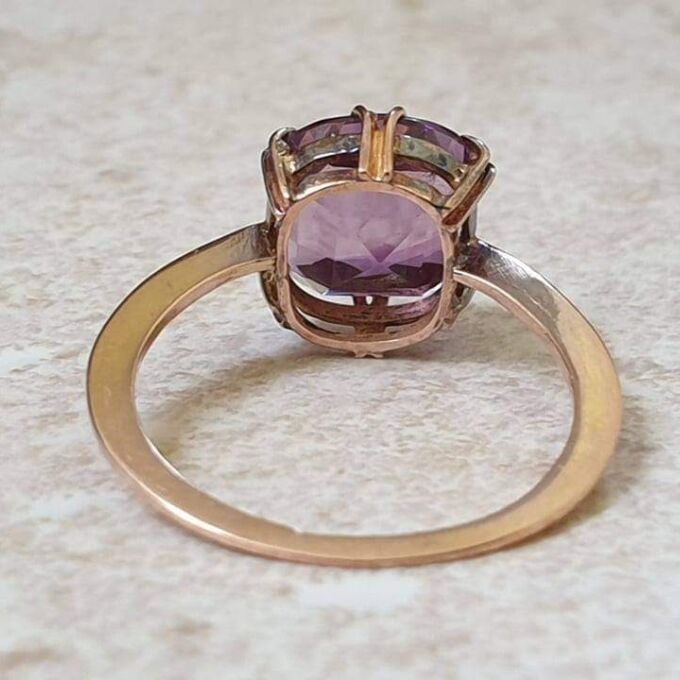 Unusual Amethyst Ring in 9ct Rose Gold, a UK M or a US 6 3/4 - Gems ...