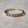 Channel Set Ruby and Diamond Narrow Band in 9ct Gold.