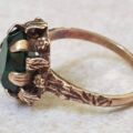 Ornate Synthetic Green Tourmaline Ring in 9ct Gold.