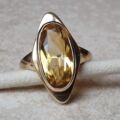 Large Citrine Frame Ring in 9ct Gold, a UK K or a US 5 1/2