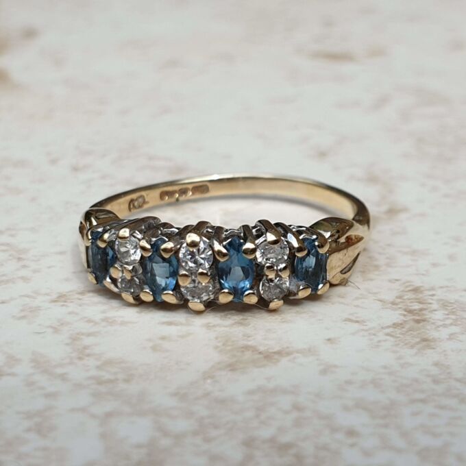 Marquise Cut Topaz and Paste Ring in 9ct Gold, a UK L or a US 6.
