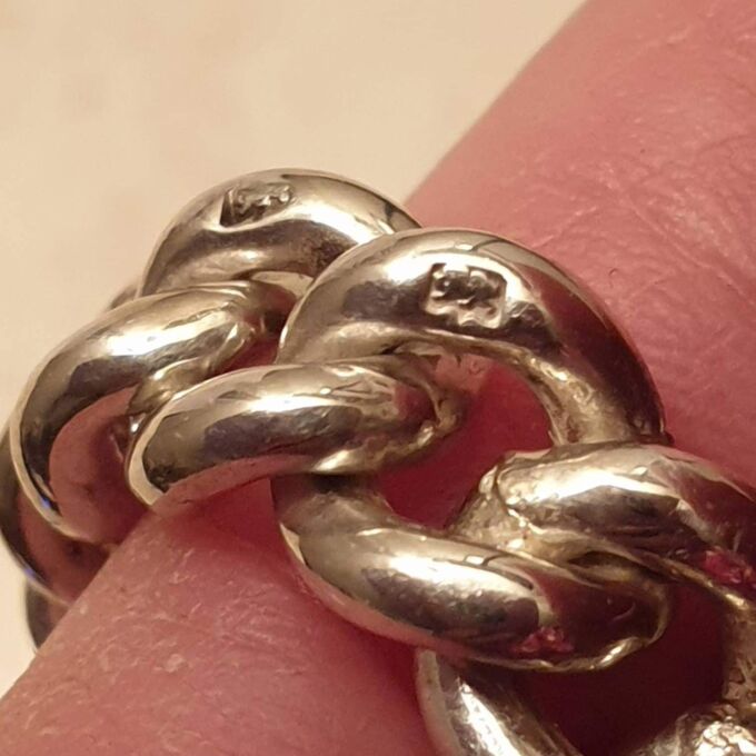 Antique Silver Curb Chain Link Ring, a UK N 1/2 or a US 7 1/4