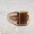 Tiny Tigers Eye Signet Ring in 9ct Gold.