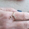 Wishbone Chevron Ring with Dolphin Charm in 9ct Gold.