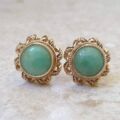 Reserved – Green Jadeite Stud Earrings in 9ct Gold