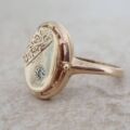 Diamond Set Engraved Signet Ring in 9ct Gold