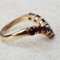 Gorgeous Garnet Chevron Wishbone Ring in 9ct Gold, a UK L 1/2 or a US 6 1/4.