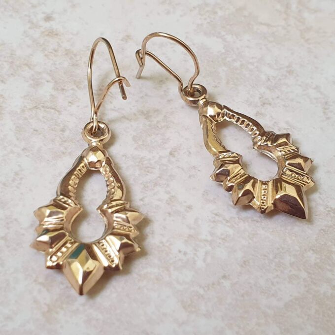 Ornate Drop Earrings in 9ct Gold.