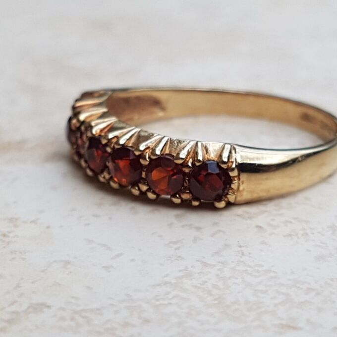 Versatile Garnet Stacking band in 9ct Gold, a UK N 1/2 or a US 7.