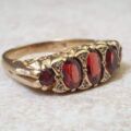 Five Stone Garnet Ring in 9ct Gold.