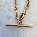 Fancy Link Chain Necklace with T Bar and Dog Clip in 9ct Gold