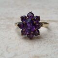 Pretty Amethyst Flower Cluster Ring in 9ct Gold, a UK L 1/2 or a US 6 1/4.