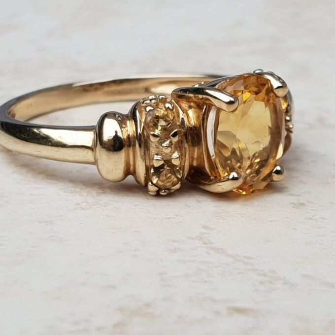 Citrine Ring in 9ct Gold,  a UK N or a US 6 3/4.