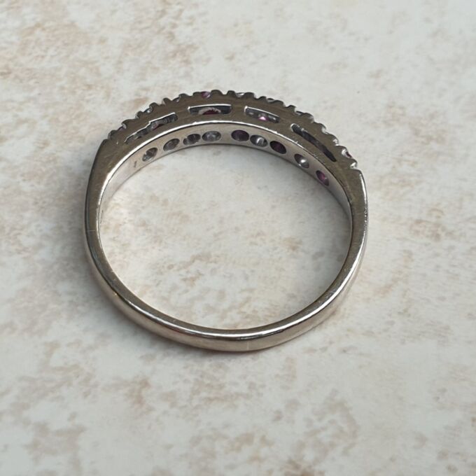 Ruby Half Eternity Stacking Band in 18ct White Gold