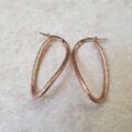 Textured Curved Oval Hoop Earrings in 9ct Rose Gold