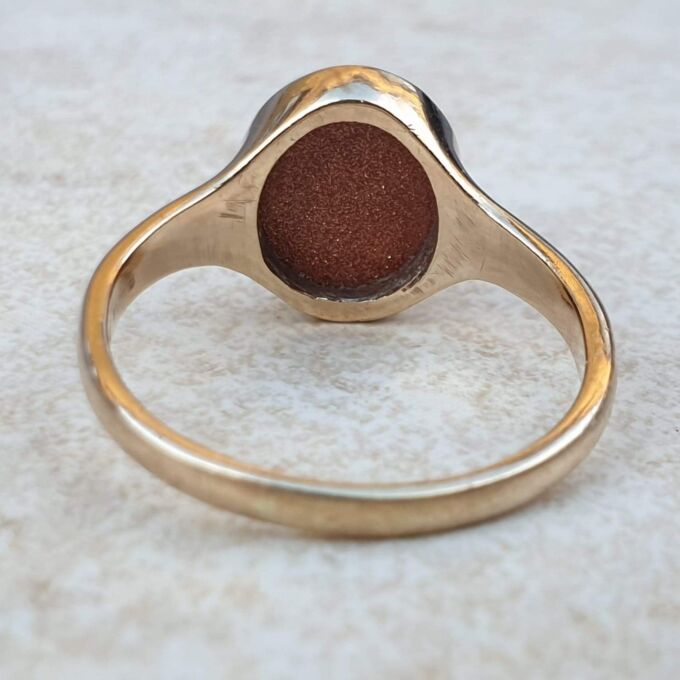 Cabochon Goldstone Signet Ring in 9ct Gold,  a UK N 1/2 or a US 7 1/4.