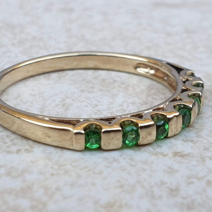 Reserved – Green Garnet Stacking Band in 9ct Gold.