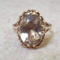 Oval Pale Quartz Ring in 9ct Gold, a UK O or a US 7 1/2