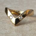 Diamond Set Wishbone or Chevron Ring in 18ct Gold,  a UK K 1/2 or a US 5 3/4.