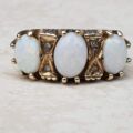Chunky Three Stone Opal Ring in 9ct Gold, a UK M 1/2 or a US 6 3/4.
