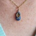 Blue Enamel Baby Shoe in 9ct Gold