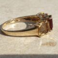 Garnet and Citrine Five Stone Ring in 9ct Gold,  a UK P 1/2 or a US 8 1/4.