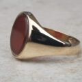 Oval Carnelian Signet Ring in 9ct Gold,  a UK N or a US 7.