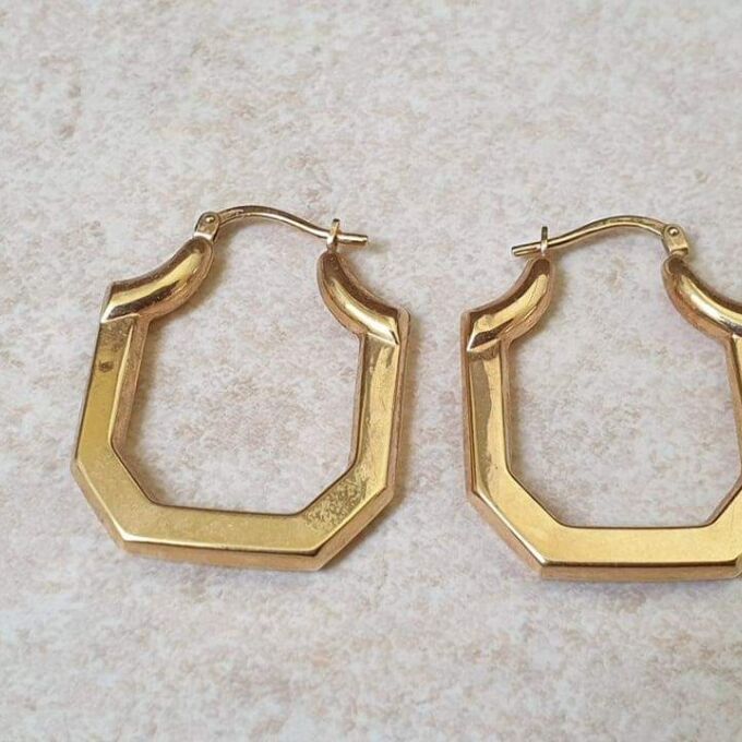 Geometric Design Hoops in 9ct Gold
