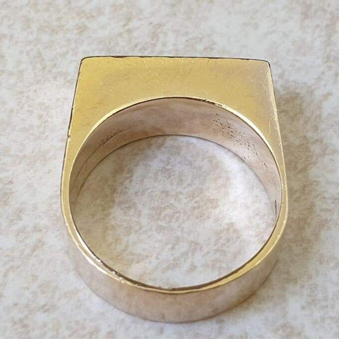 Derbyshire Blue John Signet Ring in 9ct Gold.