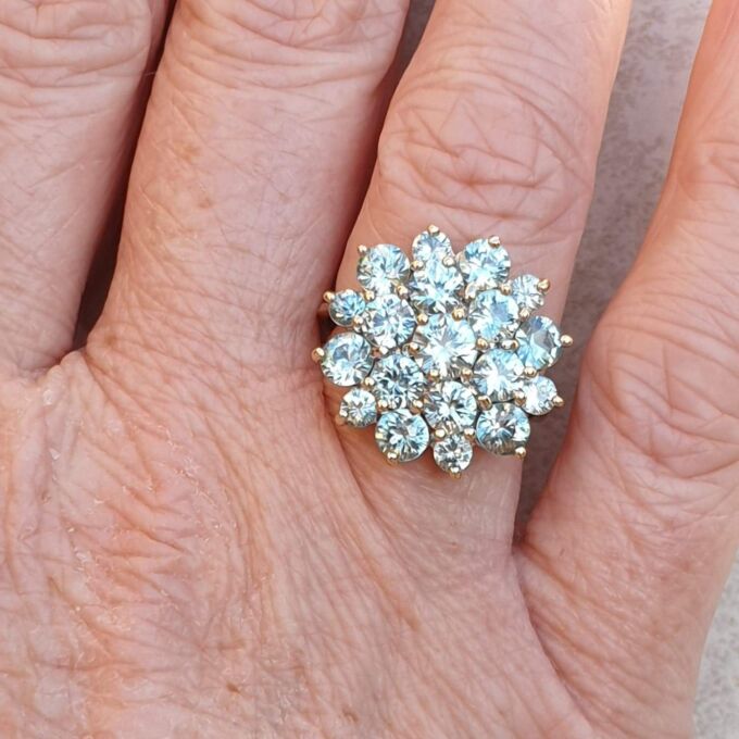 Huge Topaz Cluster Ring in 9ct Gold.