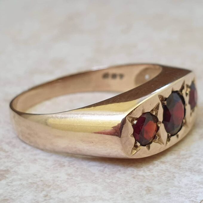 Garnet Set Signet Ring in 9ct Gold, a UK X 1/2 or a US 12