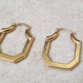 Geometric Design Hoops in 9ct Gold