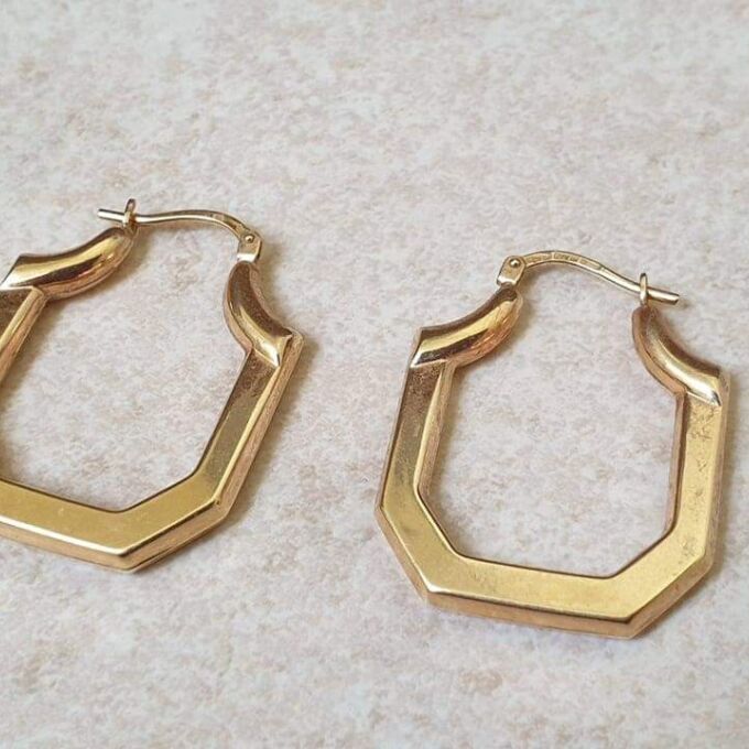 Geometric Design Hoops in 9ct Gold