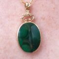 Double Sided Reversible Malachite & Jet Pendant by CWS in 9ct Gold