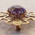Celtic Style Amethyst Brooch in 9ct Gold.