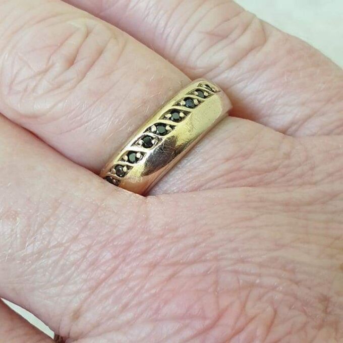 Sapphire Set Wide band in 9ct Gold.