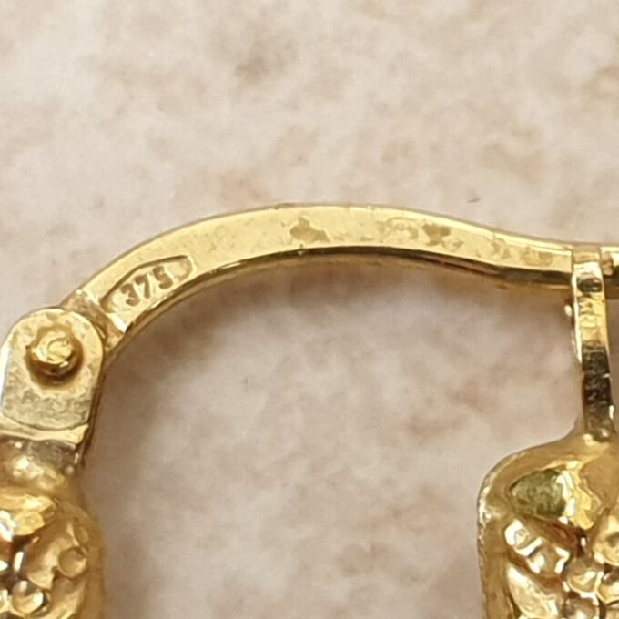 Geometric Textured Hoop Earrings in 9ct Gold