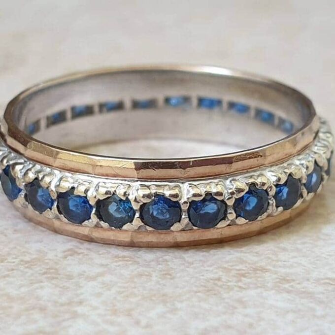 Synthetic Blue Spinel Full Eternity Ring in 9ct Gold, a UK P or a US 7 3/4