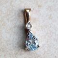 Pear Cut Aquamarine and Diamond Pendant in 9ct Gold