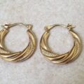 Patterned Hoop Creole Earrings in 9ct Gold