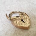 Ornate Heart Padlock Pendant in 9ct Gold